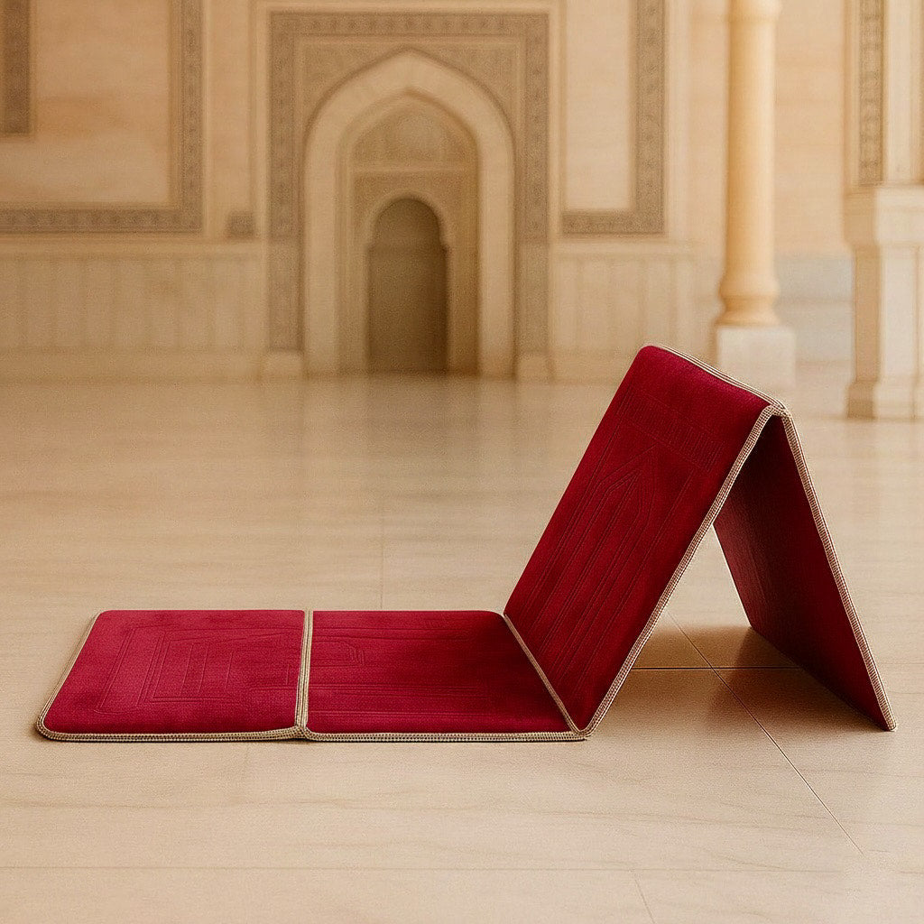 Prayer rug with backrest + MyDeen Verse container included FREE
