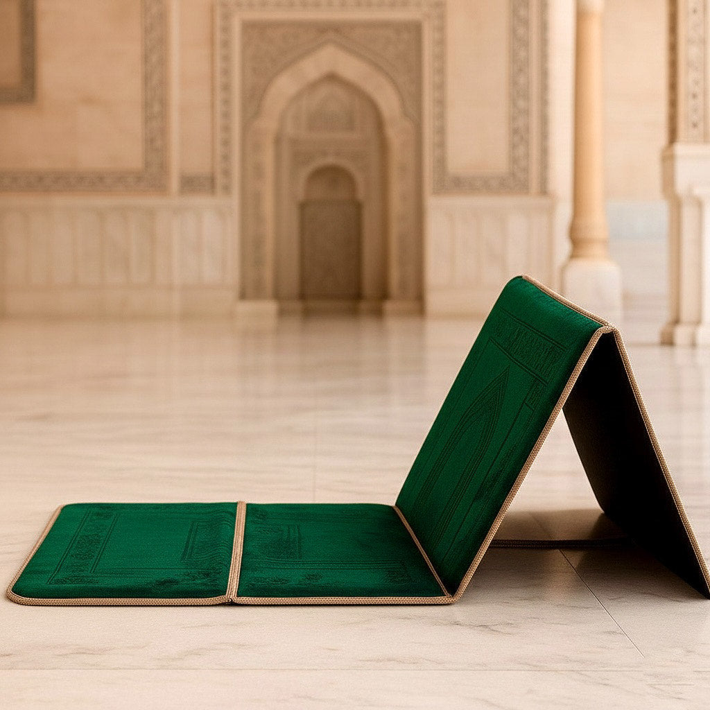 Gebetsteppich mit Rückenlehne + MyDeen Verse - Behälter GRATIS dazu