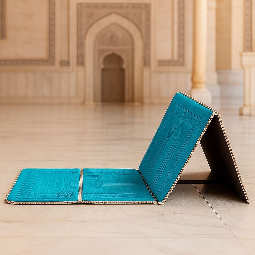 Gebetsteppich mit Rückenlehne + MyDeen Verse - Behälter GRATIS dazu